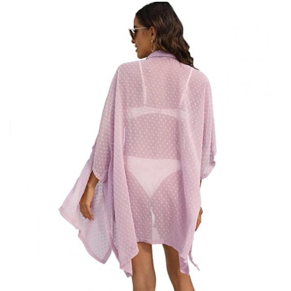 Kvinners badedrakt cover up knapp chiffon badedrakt strand cover up --- Rosa (størrelse M)