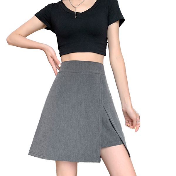 Imitation mocka midjekjol i A-linje grey,XXL