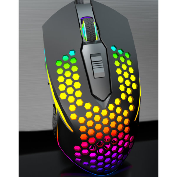 Gamingmus, kablet ergonomisk gamingmus med 6 programmerbare knapper, for Windows PC-spillere (svart)