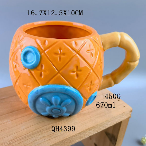 Ananas House Silver Buffalo SpongeBob SquarePants 3D-formad Keramisk Mugg, Mugg, Barnvattenkopp, Julgåva 400ml (13 oz)