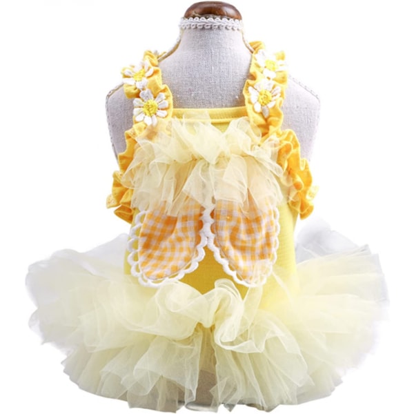 Prinsessakoiranmekko söpö pääsiäisen lemmikkieläimen pitsimekko silkki Tutu kanin korvilla Tulle pentumekko (koko XS)