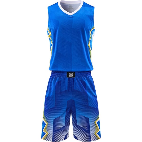 Baskettröjor och shorts för herrar Laguniformer med fickor Träningsoverallsuniformer blå—5XL