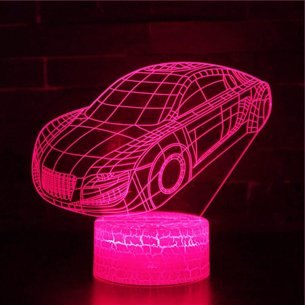 WJ 3D Bil Natlys LED Lampe Illusion 7 Farve Skiftende Touch Switch Bord Dekoration Lamper Fødselsdag Gave Akryl Base USB Kabel Legetøj
