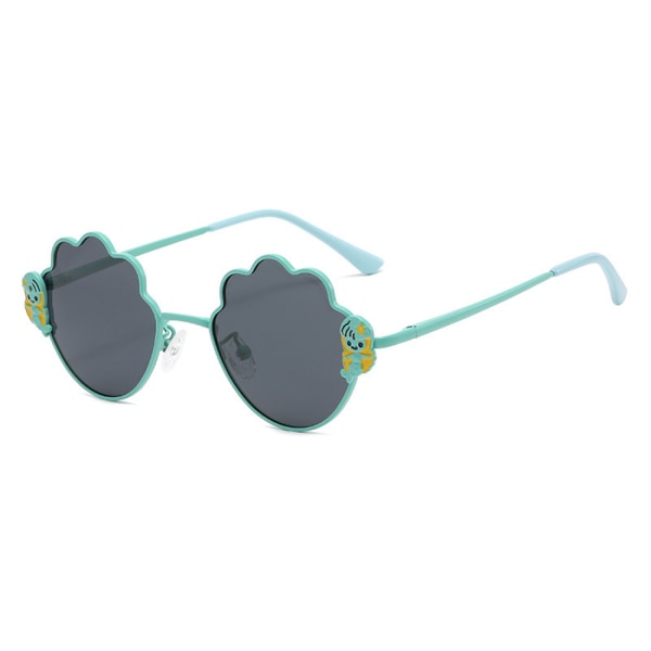 The Little Mermaid Barnsolglasögon Dammode Metallsolglasögon Polariserade Anti-UV solskydd Solglasögon --- Grön ram svart och grått lakan