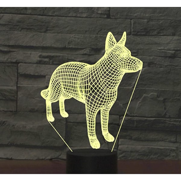 WJ 3D Hvalp Hund Fjernbetjening 16 Farve Natlys Illusion Akryl LED Bordlampe Sengelampe Børneværelse Skrivebord Dekoration Fødselsdag Gaver Legetøj til Børn