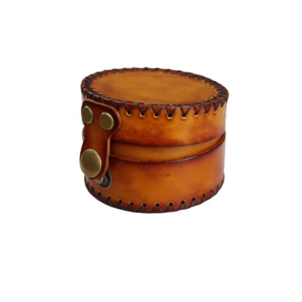 Enkla och kreativa bärbara kohudspärlor Treasure Box Örhängen Ring Armband Stor (Brun)