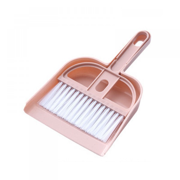 Pet Cage Broom Brush Dustpan Set - Cat Litter Sweeper Car Keyboard Corner Brush Suitable for Small Animal Bird House Doghouse Cleaning（Nordic pink）