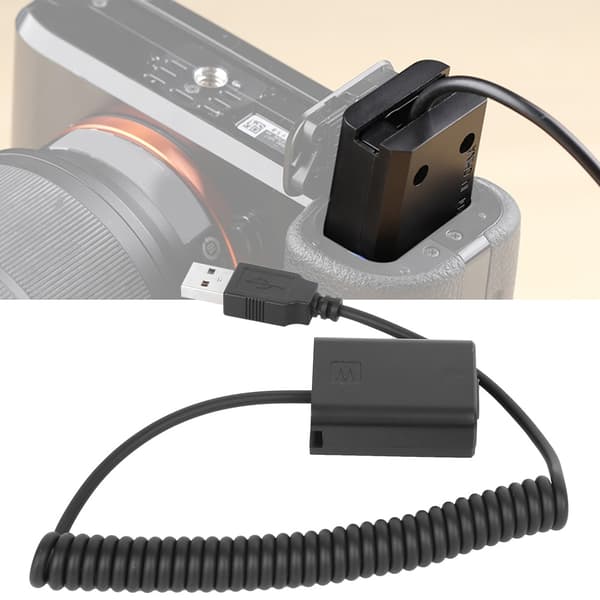 FW50 Svart ABS Full Decoder 5V 2A USB-port Dummy Batteripaket med Fjädertråd för Sony A7 A3000 A6300 RX10 Kamera