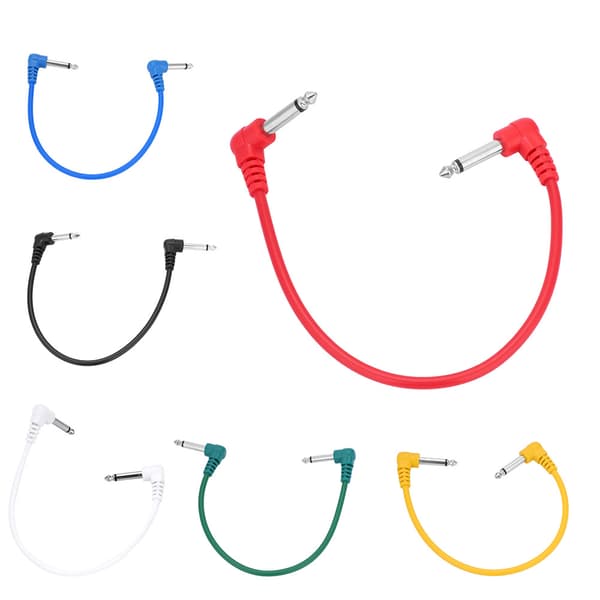6 stk Effektpedal Audio Plugg Patch Kabel Ledning Vinkel for Bass Gitar