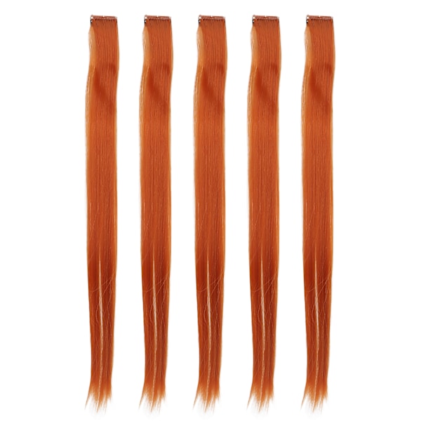 5 kpl Clip-in hiuslisäkkeet Värillinen Suora Hiusten Pidennykset Clip-in Hiusten Pidennykset Juhliin Cosplay Orange