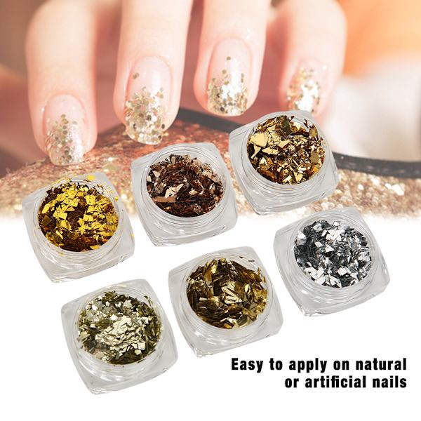 6 lådor / set ultratunna nagelkonst glitter glänsande paljetter nagelkonst dekorationer DIY-verktyg (A)