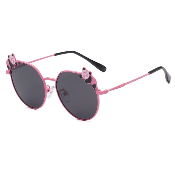 Barnsolglasögon Baby Cartoon Glasögon Trend med personliga anti-ultraviolett polariserade solglasögon ---- Rosa båge grå skiva