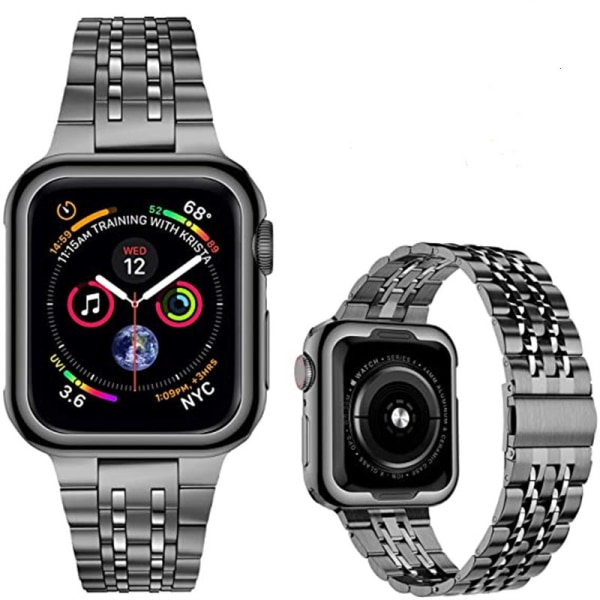 Kompatibel med Apple Watch -band 42 mm 44 mm 45 mm, solid metallrem i rostfritt stål för iWatch-serien, Space Grey