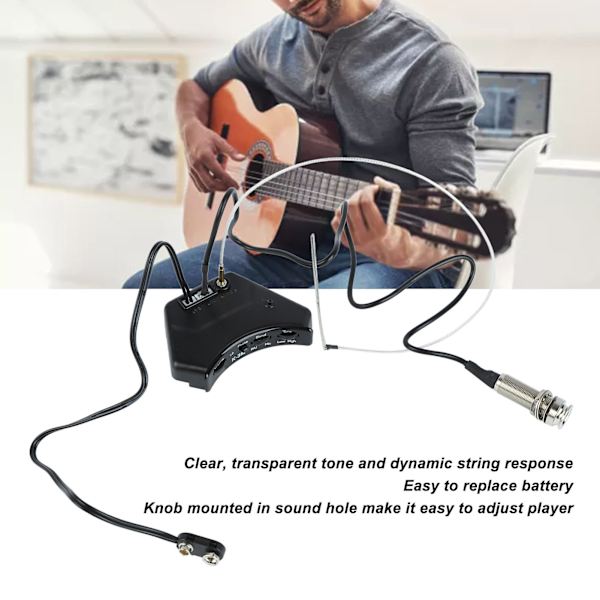 Mikrofon Equalizer Piezo Pickup Lydhul til Akustisk Folk Guitar Tilbehør