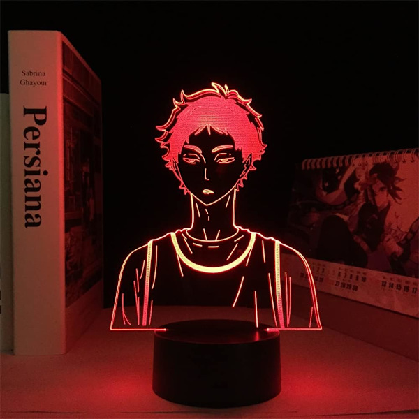 3D Anime Lampe Akaashi Keiji Figur RGB Farverig Natlampe med Fjernbetjening 16 Farveændringer Optisk Illusion Lys til Julegaver Volleybollpojke-B