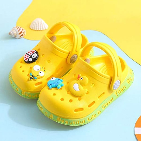 Toddler Clogs Boys Girls Cute Cartoon Toddler Sandals Kids Slippers ----- Yellow （Size 24-25）