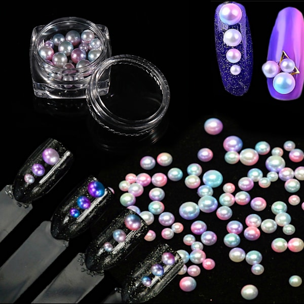 Trendig nageldekorator, färgglada pärlor, runda nagelkonstspetsar, dekorationsmanikyrpärla (5 mm)