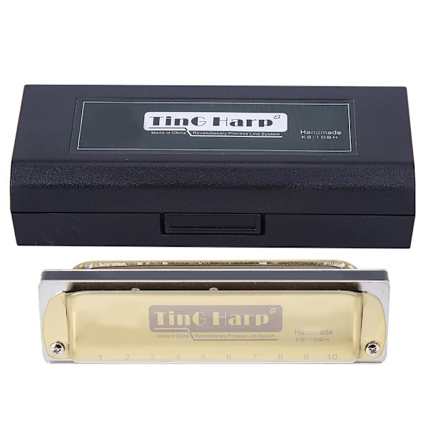 Blues Harmonica 10-håls munspel diatonisk harpa Db-nyckel nybörjarpresenter blåsinstrument gyllene