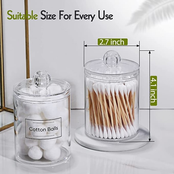 3-pack Qtip Hållare Dispenser för bomullsbollar Bomullspinnar, bomullspinnar, runda bomullsdynor, dental