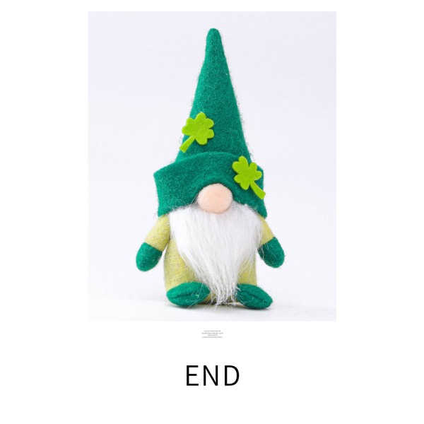 St. Patrick's Day Gnome Decoration - Grön klöver Vårplyschdocka Handgjord svensk Gnome Elf Dvärg Söt kaninformad docka Heminredningsdekorationer