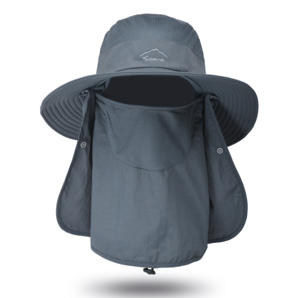 Fiskehatt Solskyddshatt - Premium UPF 50+ Vikbart cover med lock Boonie-hatt för män och kvinnor （mörkgrå）