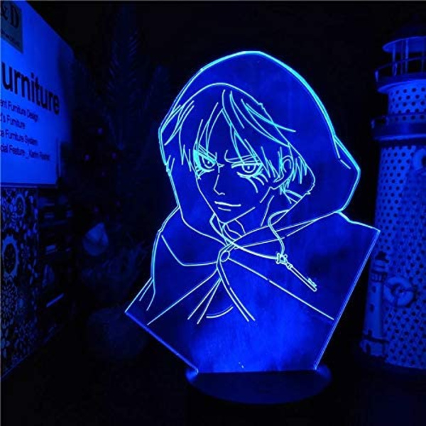 Anime LED-lampe Natlampe Illusion Lys Attack on Titans Eren Jaeger Lampe 3D til Børneværelsesindretning Belysning Børne Julegave B