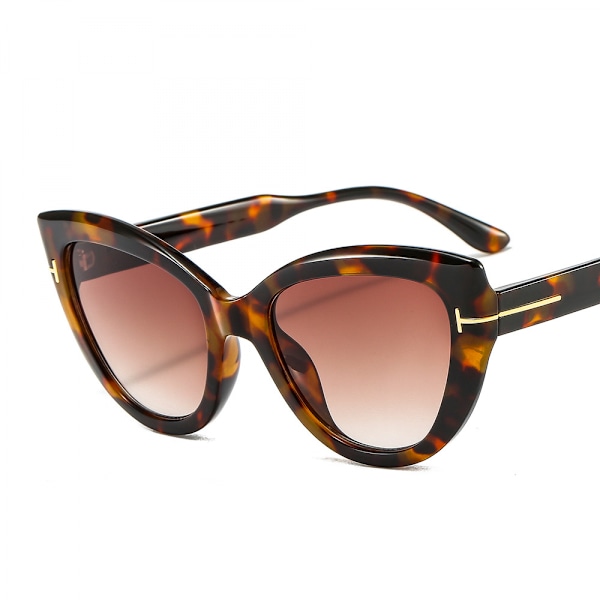 Cateye solglasögon för kvinnor Fashion speglade linser Metallram