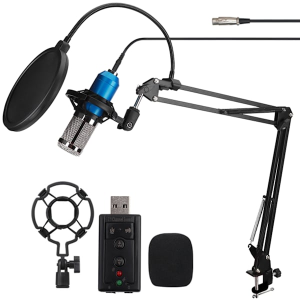 BM800 Svart Kondensatormikrofon för inspelning Live-sändning Sjung Dator USB-mikrofon