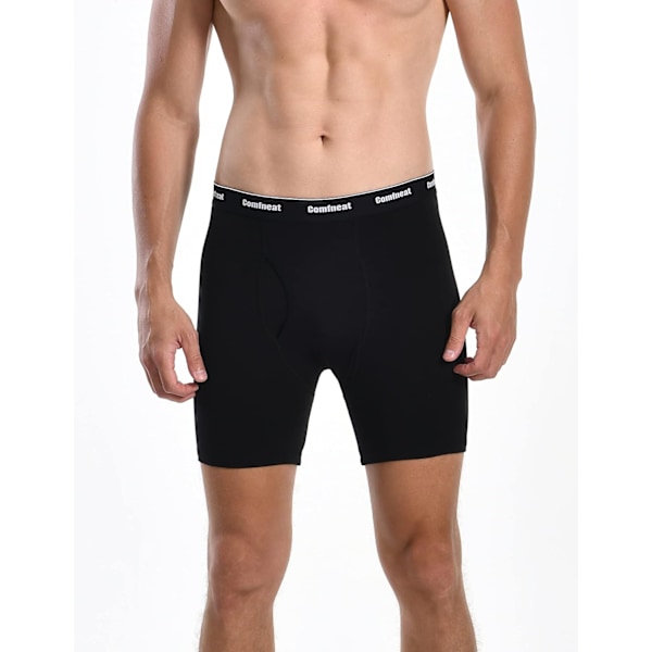 Mäns 6-pack boxershorts mjuka andningsbara underkläder S-XXL Open Fly 6.Rainbow All Black
