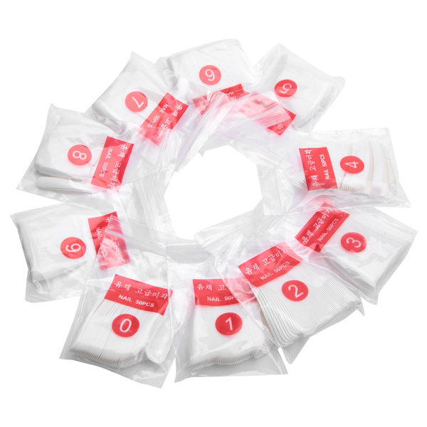 500 Tips Falska Nagel Färg Display Tips Plast Övning Tips Sticks Manikyr Verktyg Vit