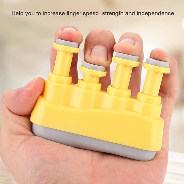 PUNK Hand Finger Exerciser Grip Training Strengthener för gitarr bas piano spelare gul