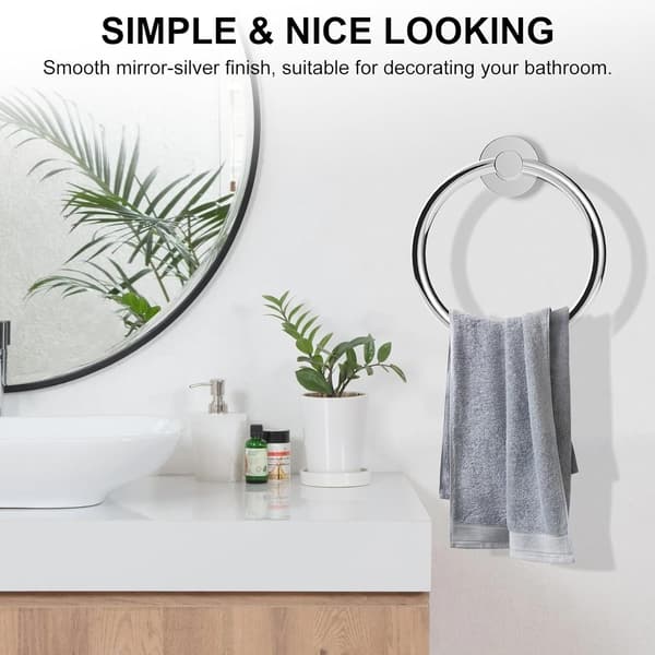 Håndklædering i rustfrit stål, kraftig vægmonteret håndklædeholder til badeværelse, rustfri finish, nem installation Mirror-silver