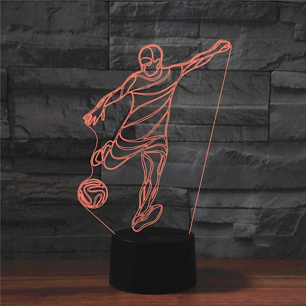 WJ 3D Play Fodbold Fjernbetjening 16 Farve Natlys Illusion Akryl LED Bordlampe Sengelampe Børneværelse Skrivebordsdekoration Fødselsdagsgaver Legetøj