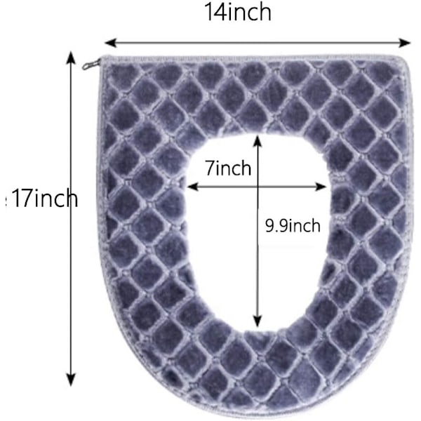 Plysch Förtjockat Toalettsitsöverdrag för Badrum - Mjuk Varmare Tvättbar Pad med Dragkedja, Återanvändbar Snug - Fit Design, Mysig Lila Toile purple