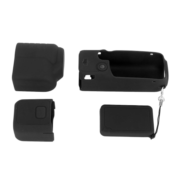4 i 1 skyddande fodral för Osmo Pocket 3 silikon skärmskydd linsskydd ärm actionkamera tillbehör set med snöre svart