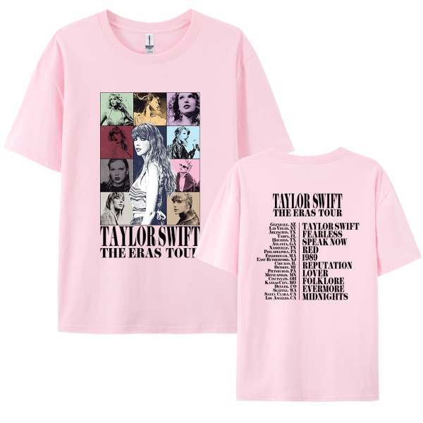 Trendy T-shirt til kvinder - 𝑻𝒂𝒚𝒍𝒐𝒓 grafisk t-shirt med rund hals, korte ærmer, trykt, oversized, strækbar, casual sommer-t-shirt med kort rund hals PINK XXL