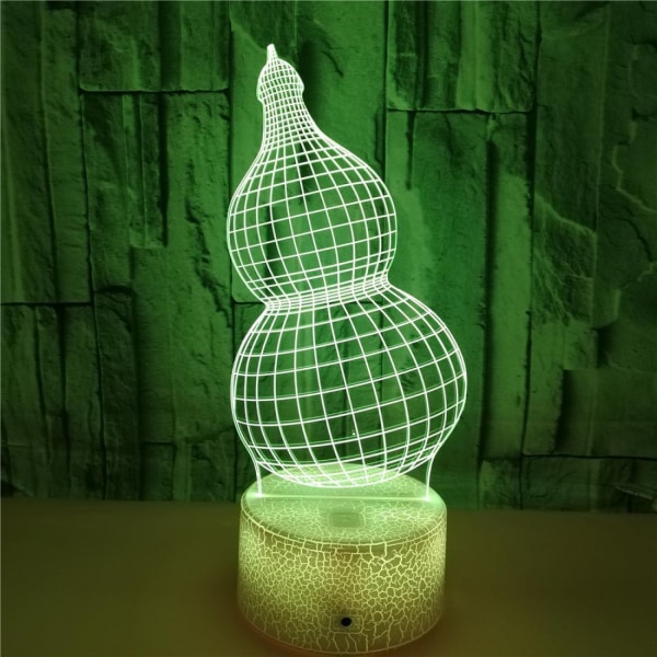 JUSTUP Kreativ Gourd Modell 3D Visuell Nattlampa Led Färgglad Touch Atmosfär Bordslampa USB  Sova Belysning Sovrumsdekor Barn Present （Stil 2）