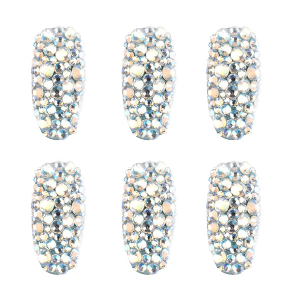6Grids Nail Art Rhinestone Uregelmæssig AB Bor Rivet Perler Mærkat DIY Manicure Værktøj SZ05