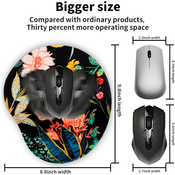 Ergonomisk Musmåtte med Håndledsstøtte/Håndledsstøtte, Komfortabel til Hjemmekontor Spil Arbejde Computere Bærbar, Smertelindring med Ikke