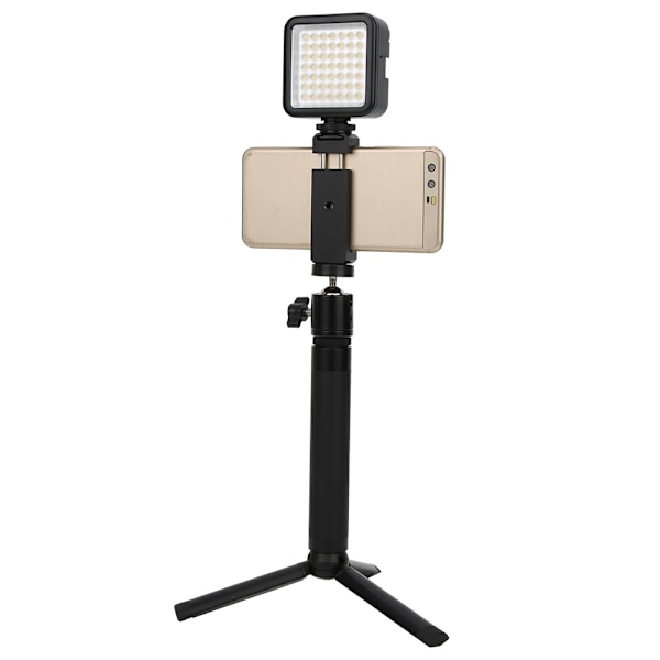 Mobiltelefon Live Bracket Selfie Stick Skrivbordsförlängningsstång Fast Stativ LED-ljuskit