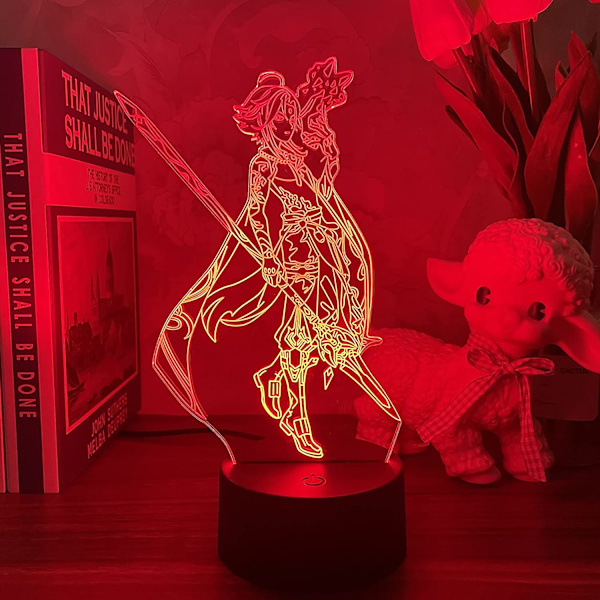 Anime Lampe Xiao Genshin Impact Figur Nattlys 3D Illusions Spill Lys for Soverom Innredning Led Lys Atmosfære Sengelampe Barn-Berøring C