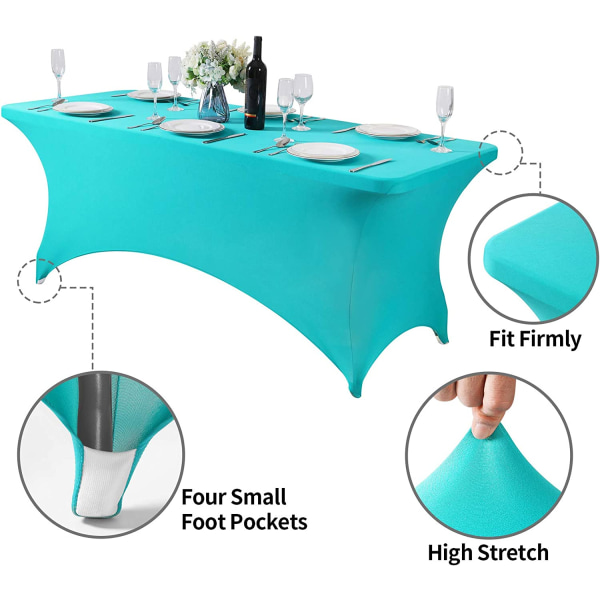 Spandex cover för 6FT-bord Universal stretchduk för fest, bankett, bröllop och evenemang - turkos