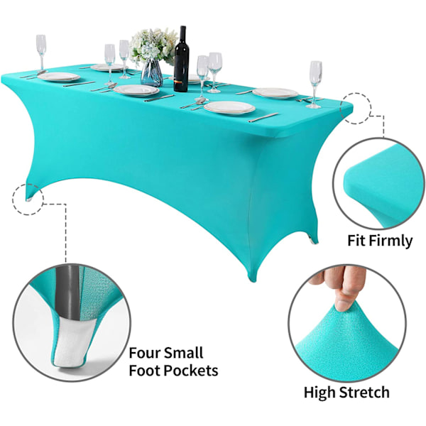Spandex-duksdeksel for 6FT-bord - Universal, elastisk stretch-duk for fest, bankett, bryllup og arrangementer - Turkis