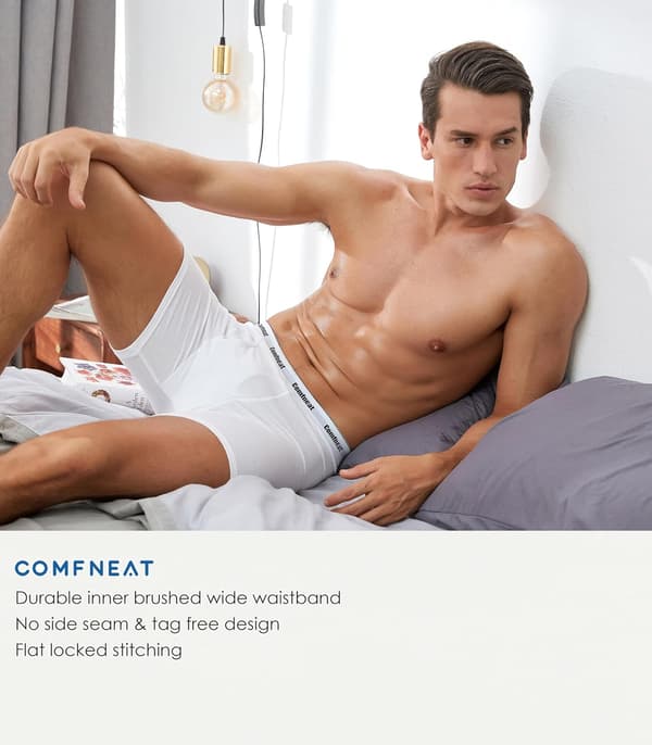 Herre 6-pakning Boxer Briefs Bløde Åndbare Undertøj S-XXL Open Fly Sky-Blue All White Pack-6