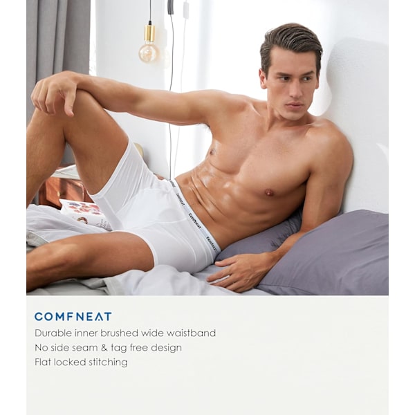 Mäns 6-pack boxershorts mjuka andningsbara underkläder S-XXL Open Fly Latte All White Pack-6