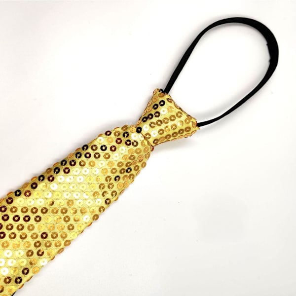 Herrar Sequin Slips, Självknuten, Glansig, Smal Halsduk, Mode Cosplay Festdräkt Slips, Gul