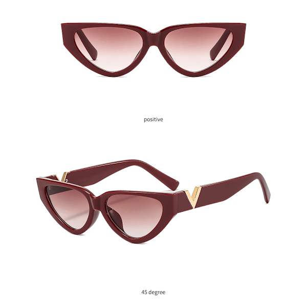 Polariserte Cat Eye Solbriller for Kvinner, Retro Smal Spiss Cateye Dame Solbriller