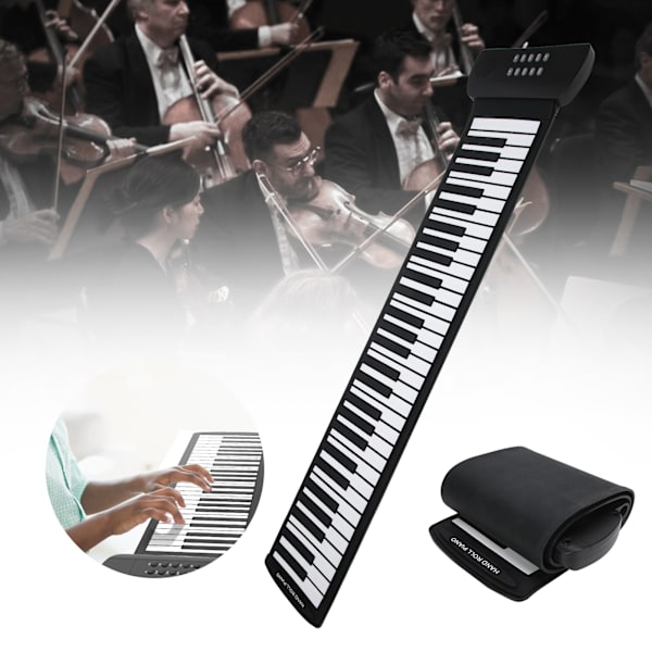 Hand Roll Piano 61 Tangenter Fällbar Silikon Uppladdningsbar Elektrisk Keyboard Musikinstrument