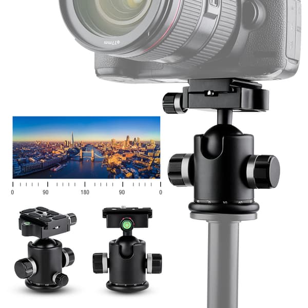 Mefury DSLR Kamerastativ Kulehode 360 Grader Roterende for Monopod Slider Sølv