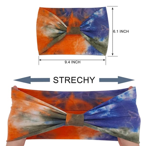 Breda Hårband för Kvinnor 4-Pack - Knutna Hårinpackningar, Stretchiga Tie Dye Håraccessoarer för Kvinnor & Flickor, Mjuka Elastiska Hårband Tie Dye2